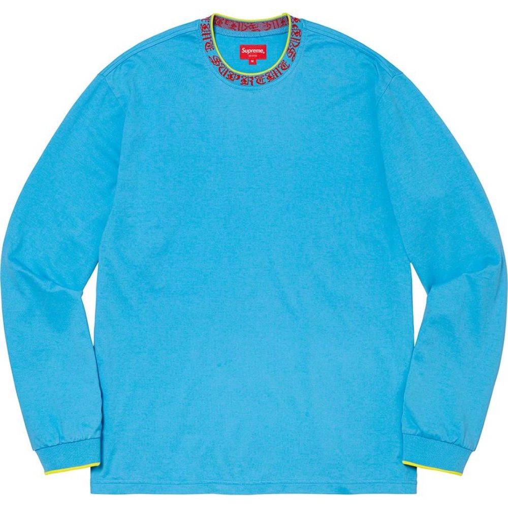 Supreme Old English Collar Long Sleeve Shirt in Cyan Blue Size Small Rare